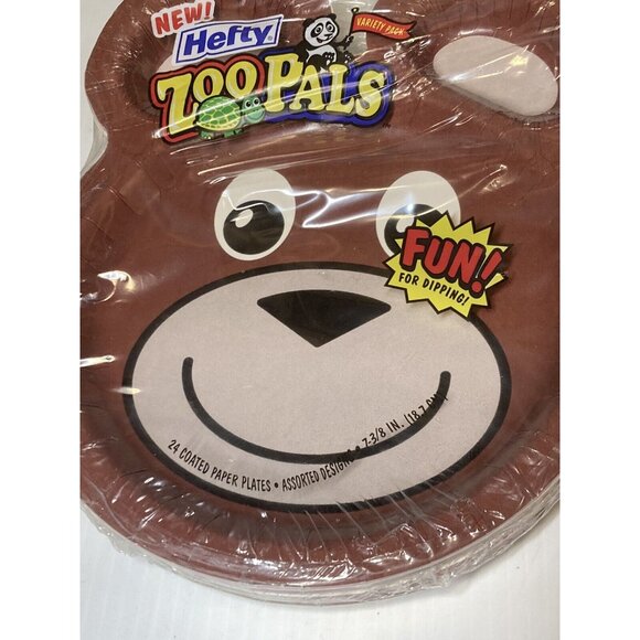 Sealed Original Hefty Zoo Pals Assorted Designs Paper Plates 24 Pack NOS 2001 - Picture 2 of 6